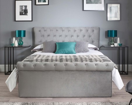 Chesterfield Sleigh Ottoman Storage Bed | Velvet | Aspire Store