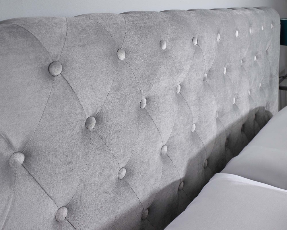 Chesterfield Sleigh Ottoman Storage Bed | Velvet | Aspire Store