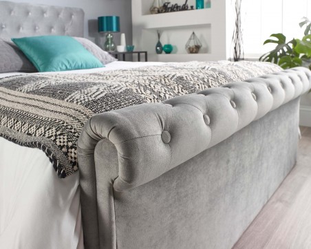 Chesterfield Sleigh Ottoman Storage Bed | Velvet | Aspire Store