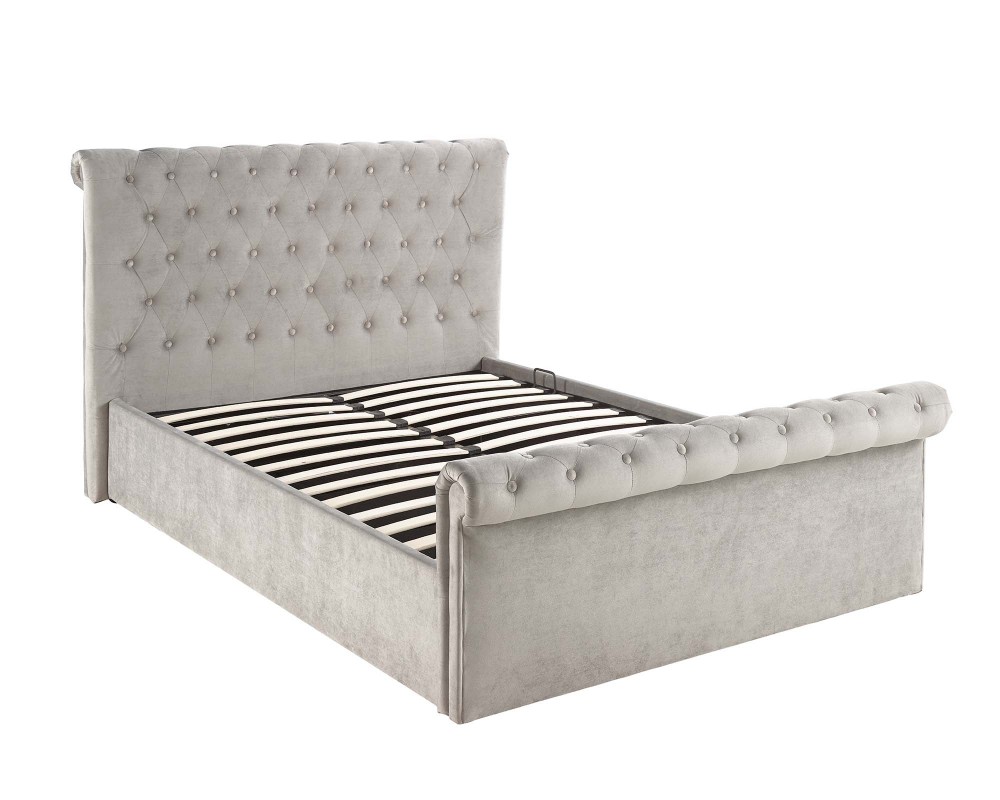 Chesterfield Sleigh Ottoman Storage Bed | Velvet | Aspire Store