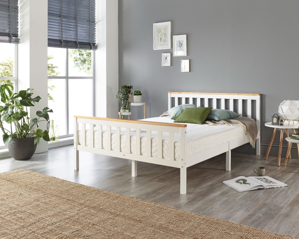 Pacific Solid Wood White Bed Frame - Single to Super King Sizes 3ft Single