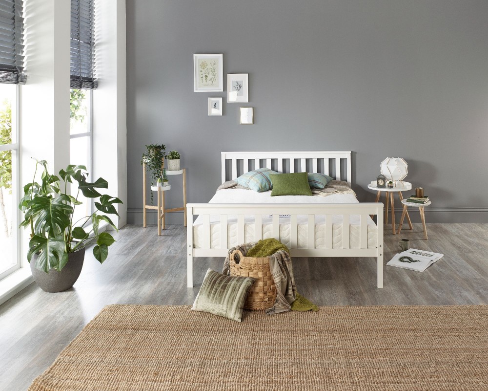 Solid Wood White Bed Frame - Single to Super King Sizes