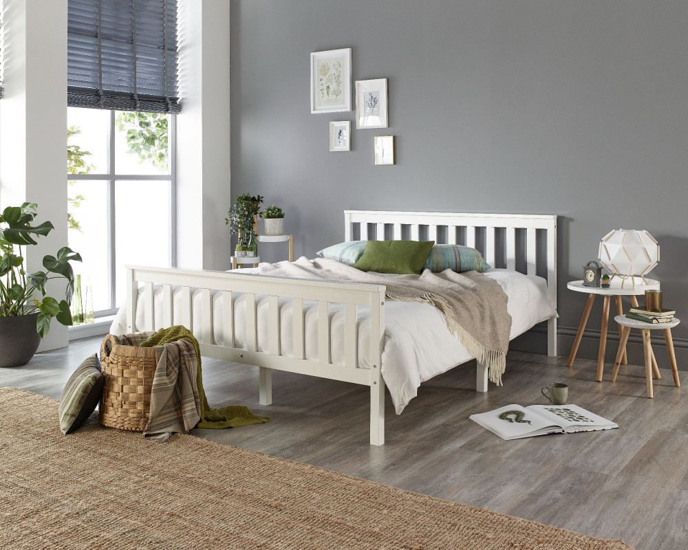 Solid Wood White Bed Frame - Single to Super King Sizes