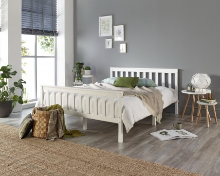 Solid Wood White Bed Frame - Single to Super King Sizes