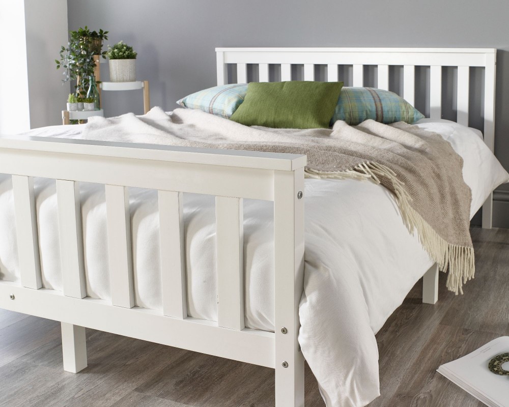 Solid Wood White Bed Frame - Single to Super King Sizes