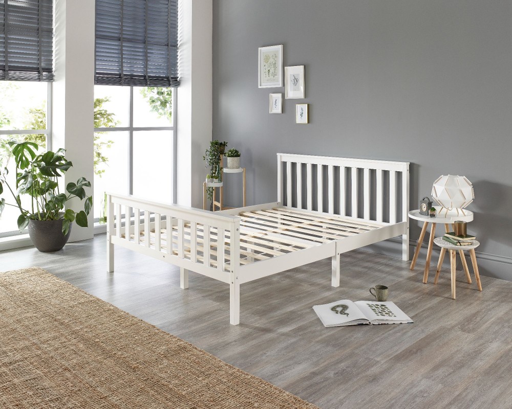 Solid Wood White Bed Frame - Single to Super King Sizes