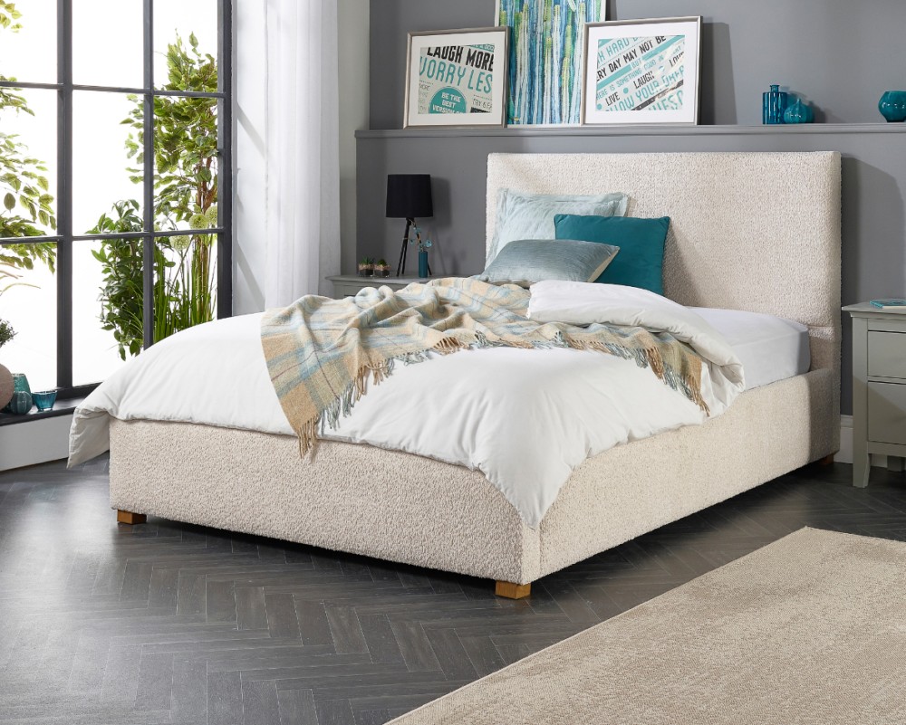 Aspire Bouclé Upholstered Garland Ottoman Bed Frame