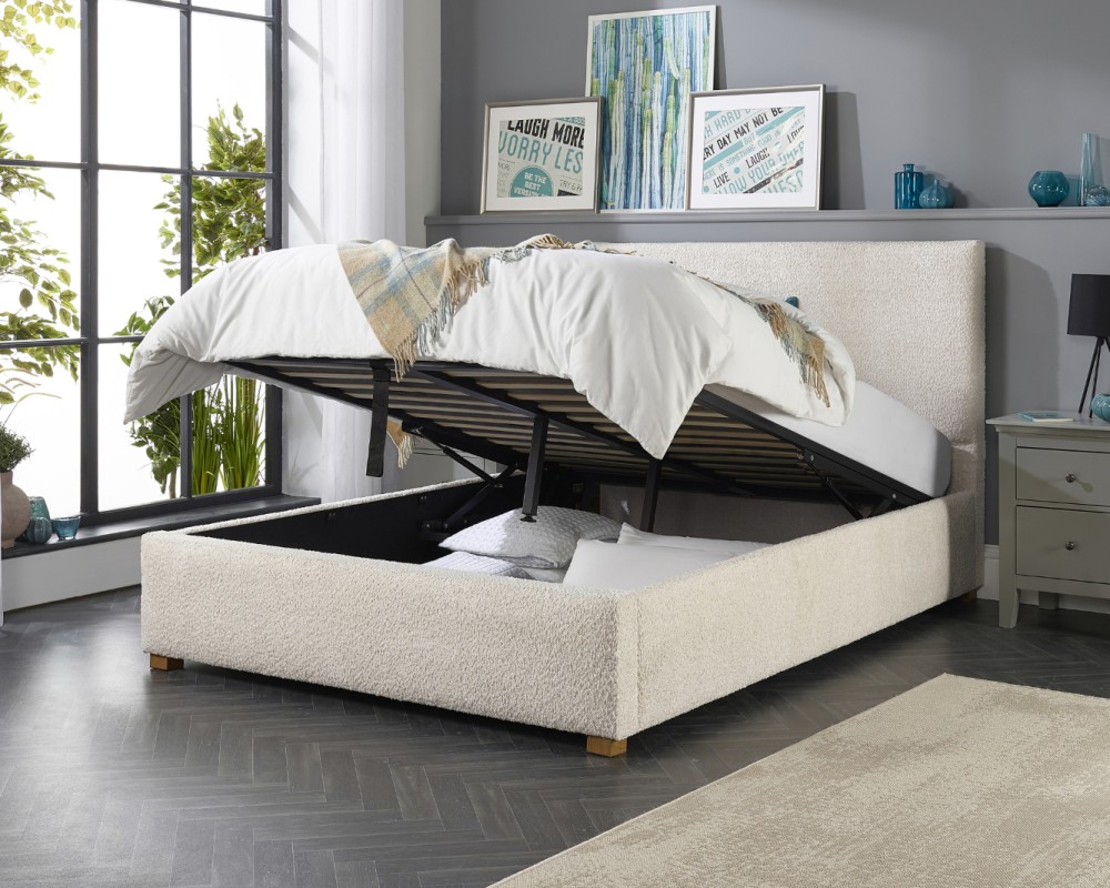 Aspire Bouclé Upholstered Garland Ottoman Bed Frame