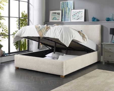 Aspire Bouclé Upholstered Garland Ottoman Bed Frame