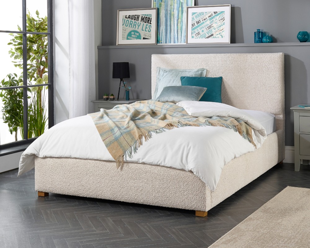 Aspire Bouclé Upholstered Garland Ottoman Bed Frame