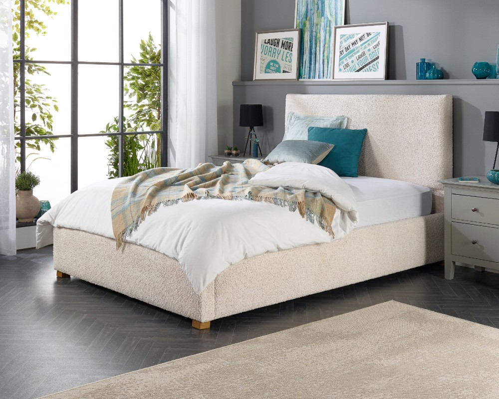 Aspire Bouclé Upholstered Garland Ottoman Bed Frame