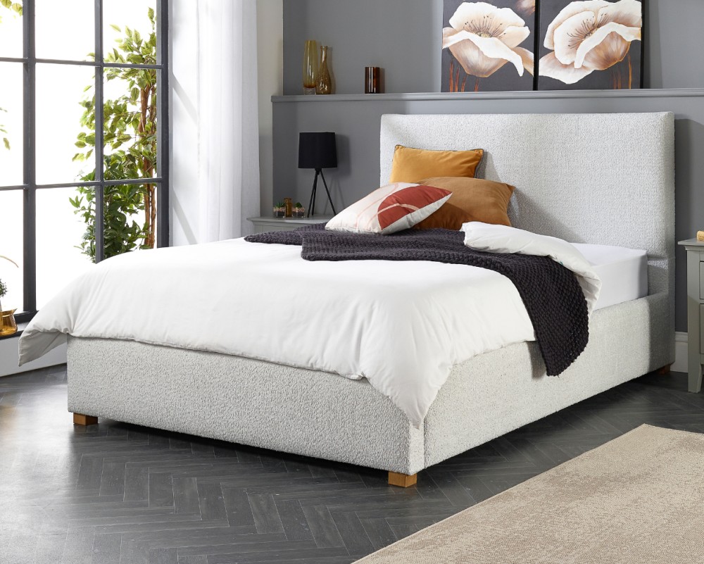Aspire Bouclé Upholstered Garland Ottoman Bed Frame