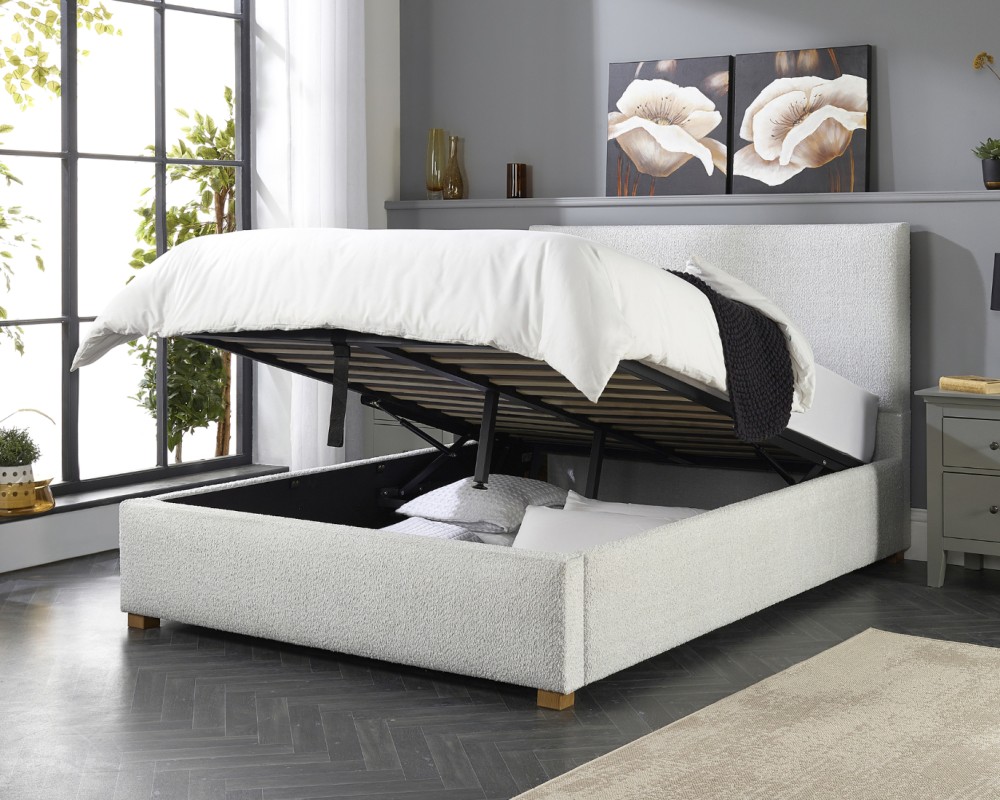 Aspire Bouclé Upholstered Garland Ottoman Bed Frame