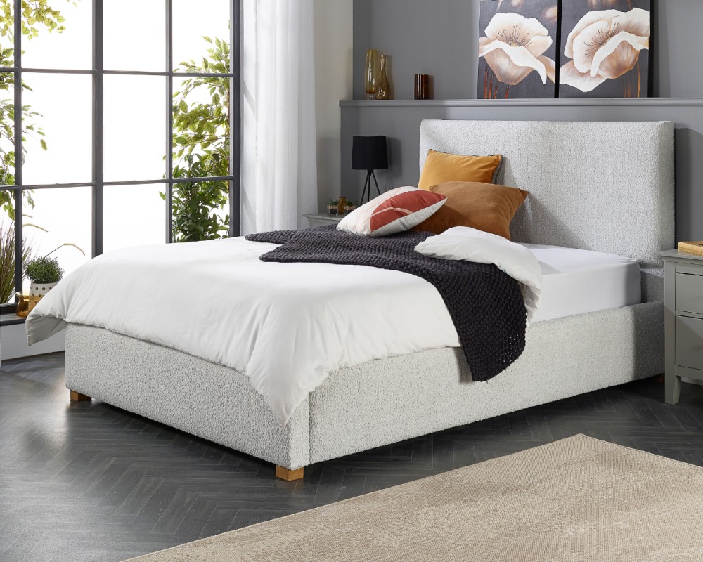 Aspire Bouclé Upholstered Garland Ottoman Bed Frame