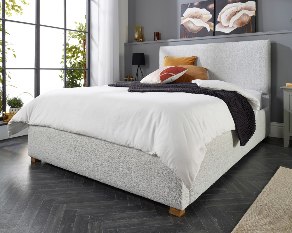 Aspire Bouclé Upholstered Garland Ottoman Bed Frame