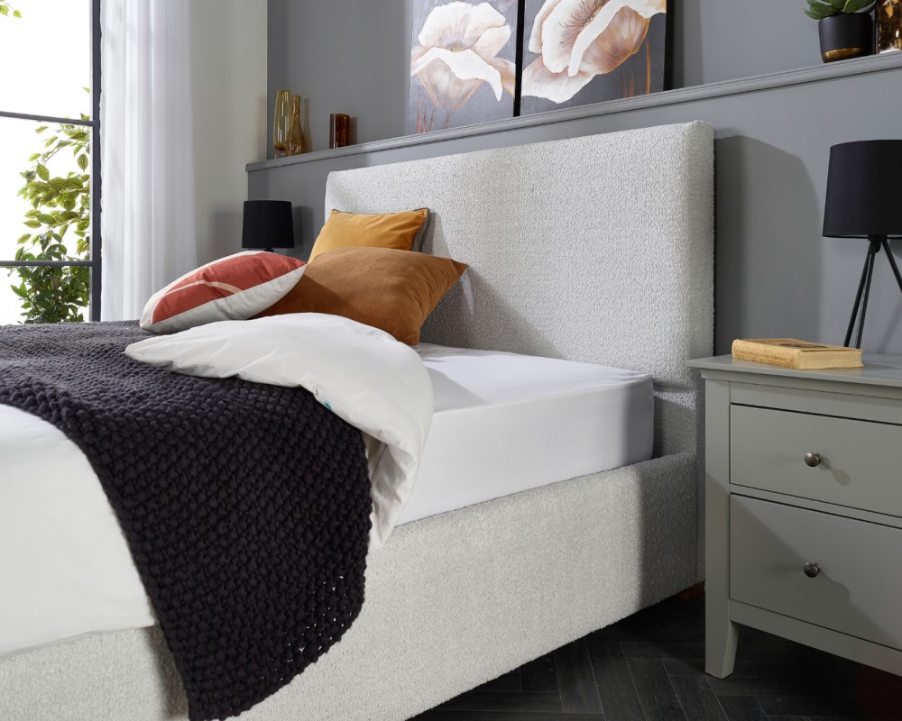 Aspire Bouclé Upholstered Garland Ottoman Bed Frame