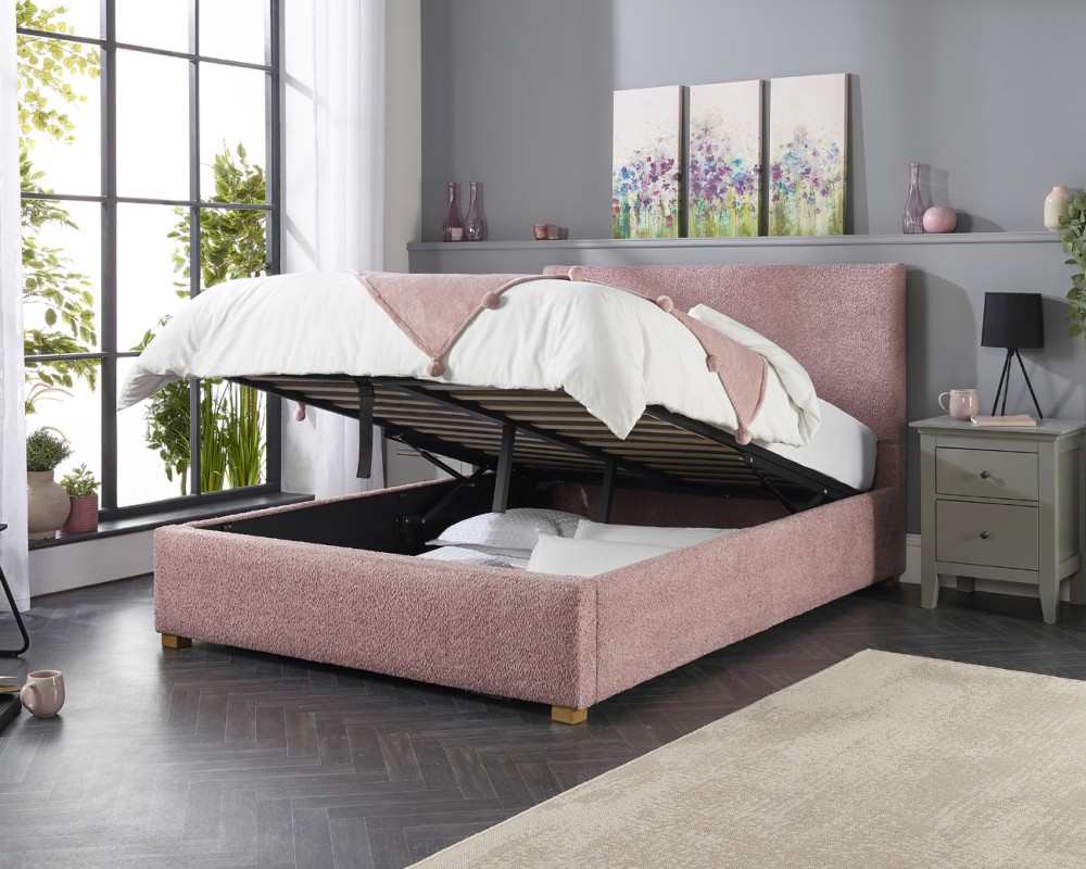Aspire Bouclé Upholstered Garland Ottoman Bed Frame