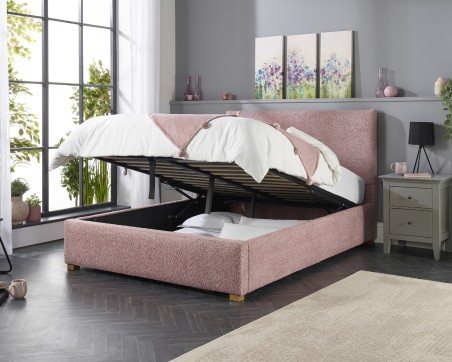 Aspire Bouclé Upholstered Garland Ottoman Bed Frame