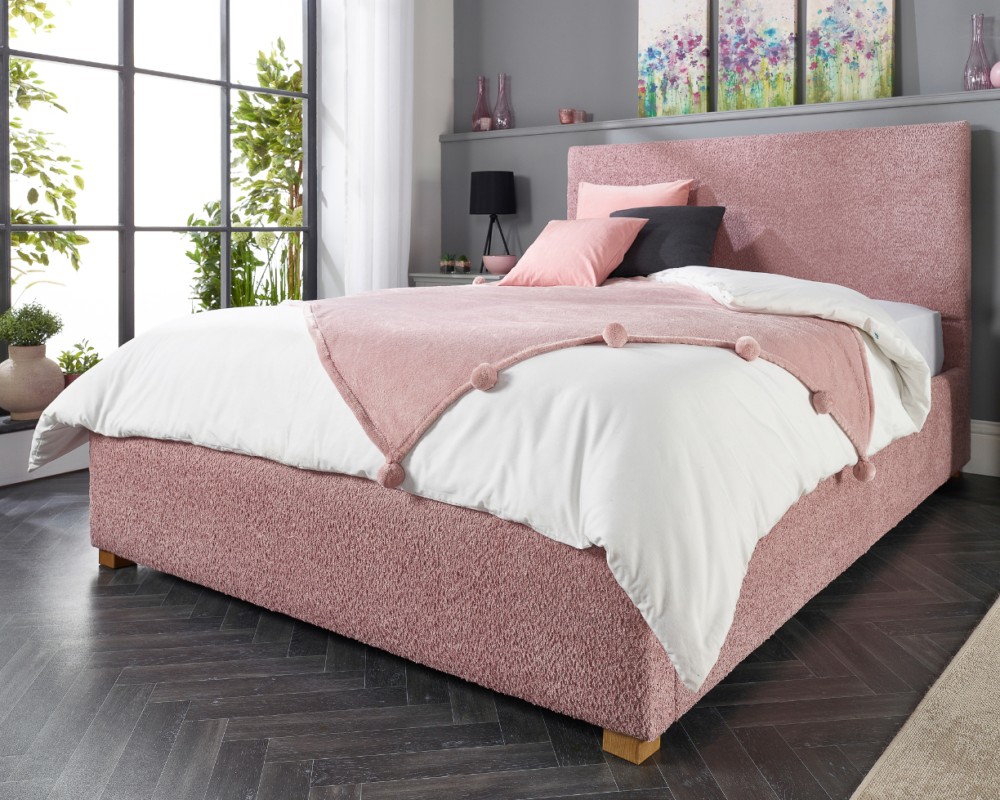 Aspire Bouclé Upholstered Garland Ottoman Bed Frame