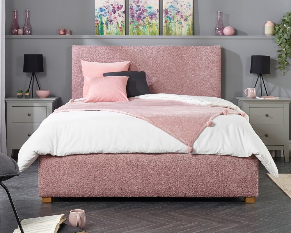 Aspire Bouclé Upholstered Garland Ottoman Bed Frame