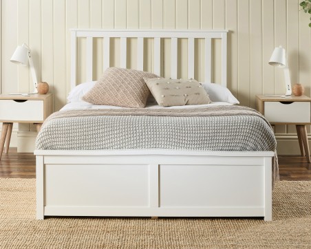Aspire Atlantic Wooden Ottoman Bed Frame White Wood Solid Bedstead
