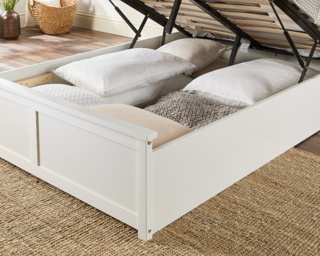 Aspire Atlantic Wooden Ottoman Bed Frame White Wood Solid Bedstead