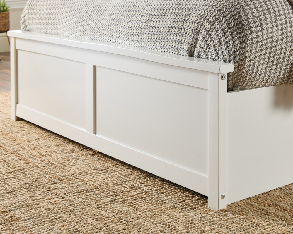 Aspire Atlantic Wooden Ottoman Bed Frame White Wood Solid Bedstead